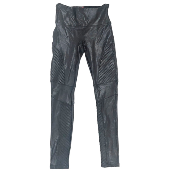 Spanx Black Faux Leather Moto Leggings - Picture 9 of 16